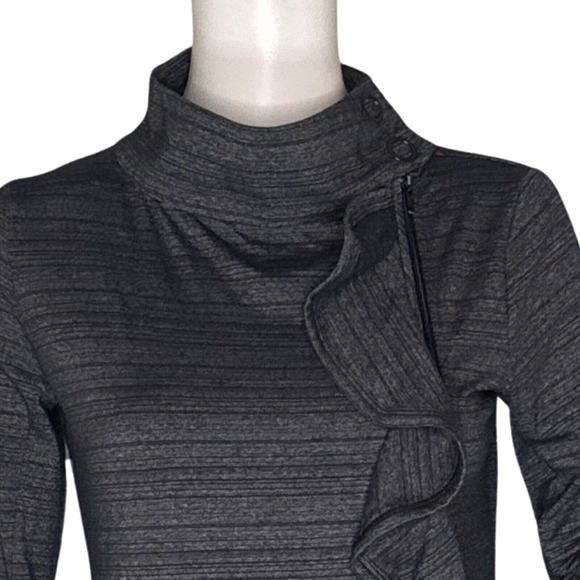 Anthropologie Pure & Good Jacket Womens XS Heather Gray Ruffle‎ Neutral Minimal - Picture 5 of 9